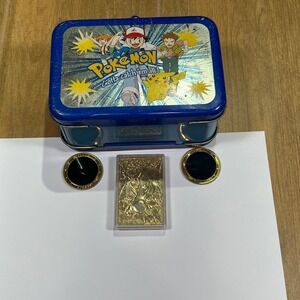 Vintage Pokemon Tin Lunch Box 1998 Charizard Gold Card Kyogre Groudon Coins Set
